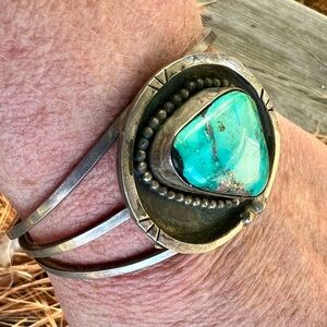 Huge old Native American Sterling cuff bracelet